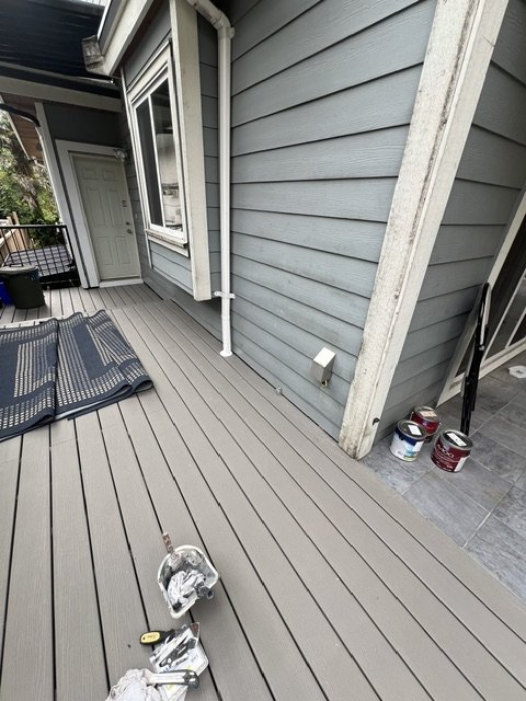 Exterior siding and window trim detail